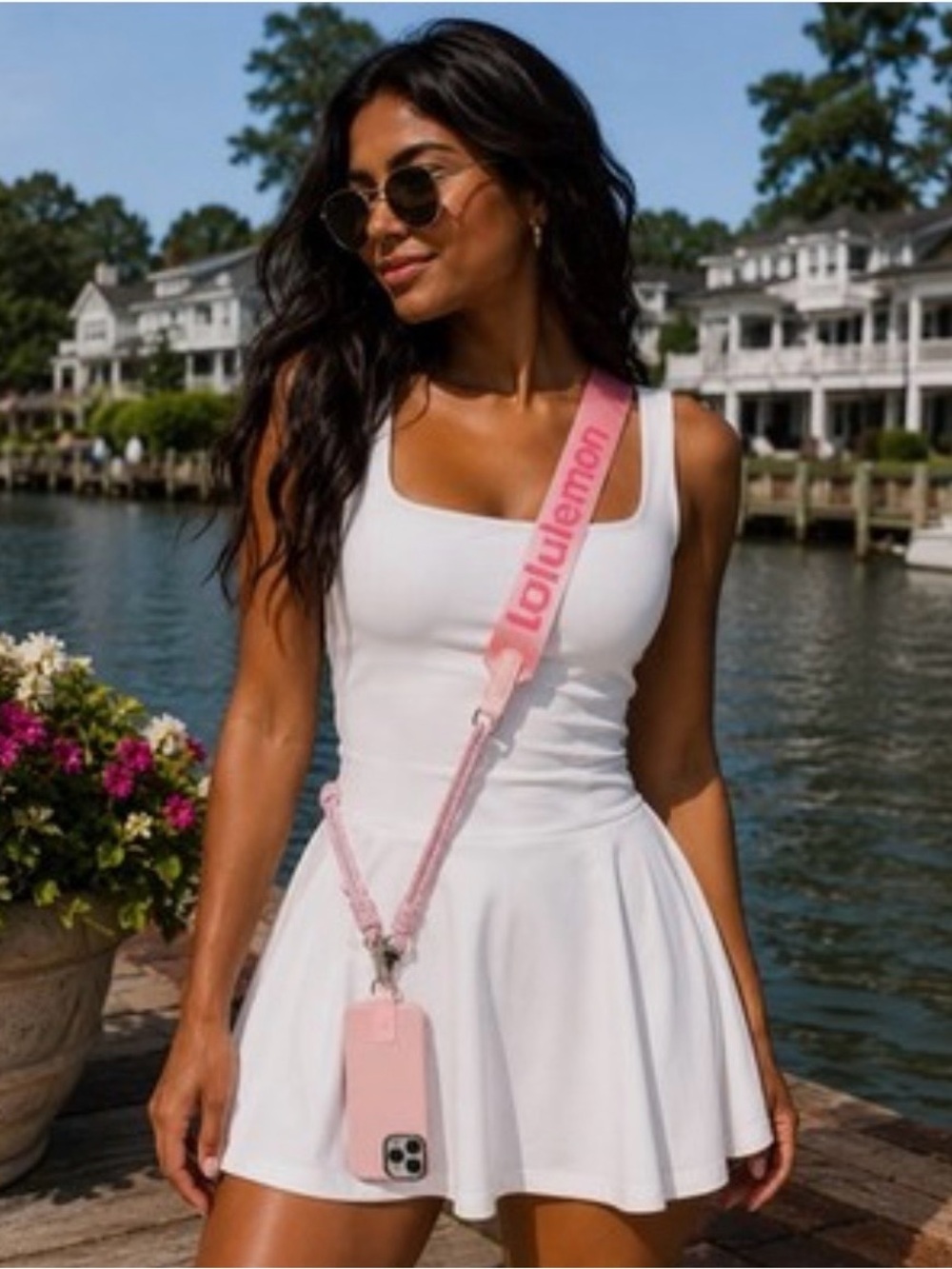 lululemon athletica Pink Crossbody Phone Strap Case with Branded Strap